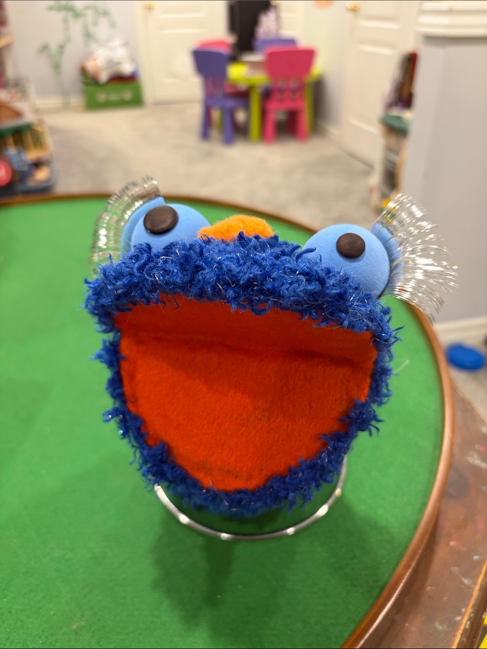 Handmade blue puppet